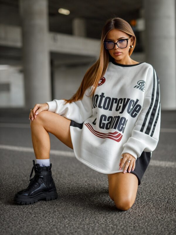 BLUZA OVERSIZE MOTORS – WHITE/ BLACK