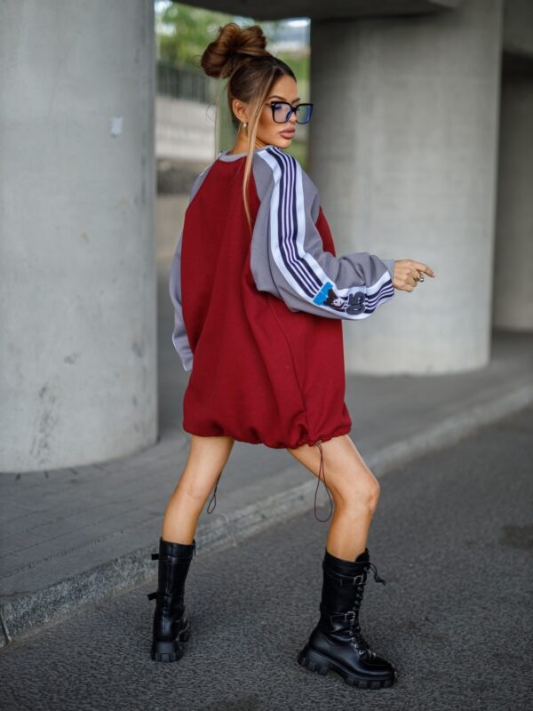 BLUZA OVERSIZE  VARIETY – BURGUND/GRAY