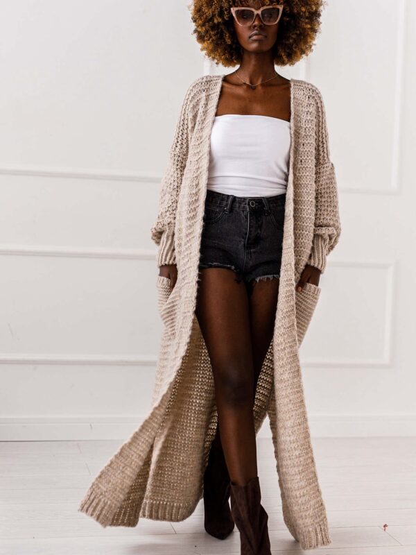 Długi kardigan Character BEIGE