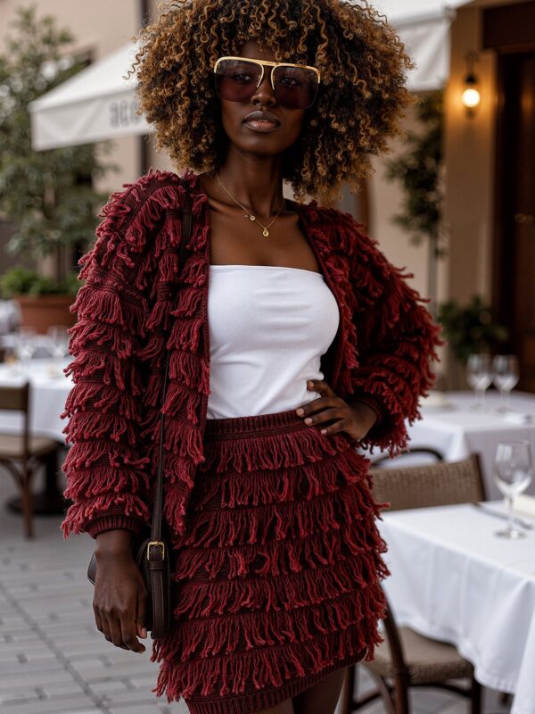 KOMPLET OVERSIZE BOHO BURGUND