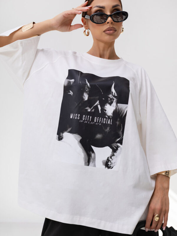 T-Shirt OVERSIZE DOBERMAN  WHITE