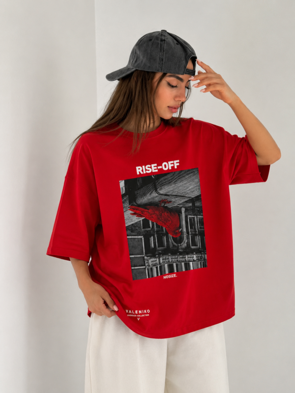 T-SHIRT OVERSIZE   #VALENIKO RISE-OFF RED