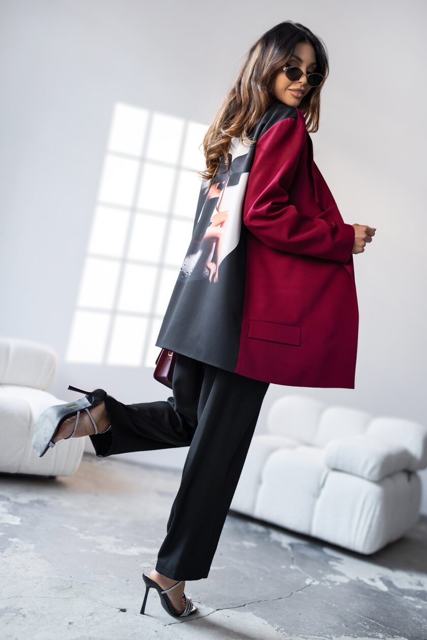 MARYNARKA OVERSIZE LADY # BURGUND - obrazek 3
