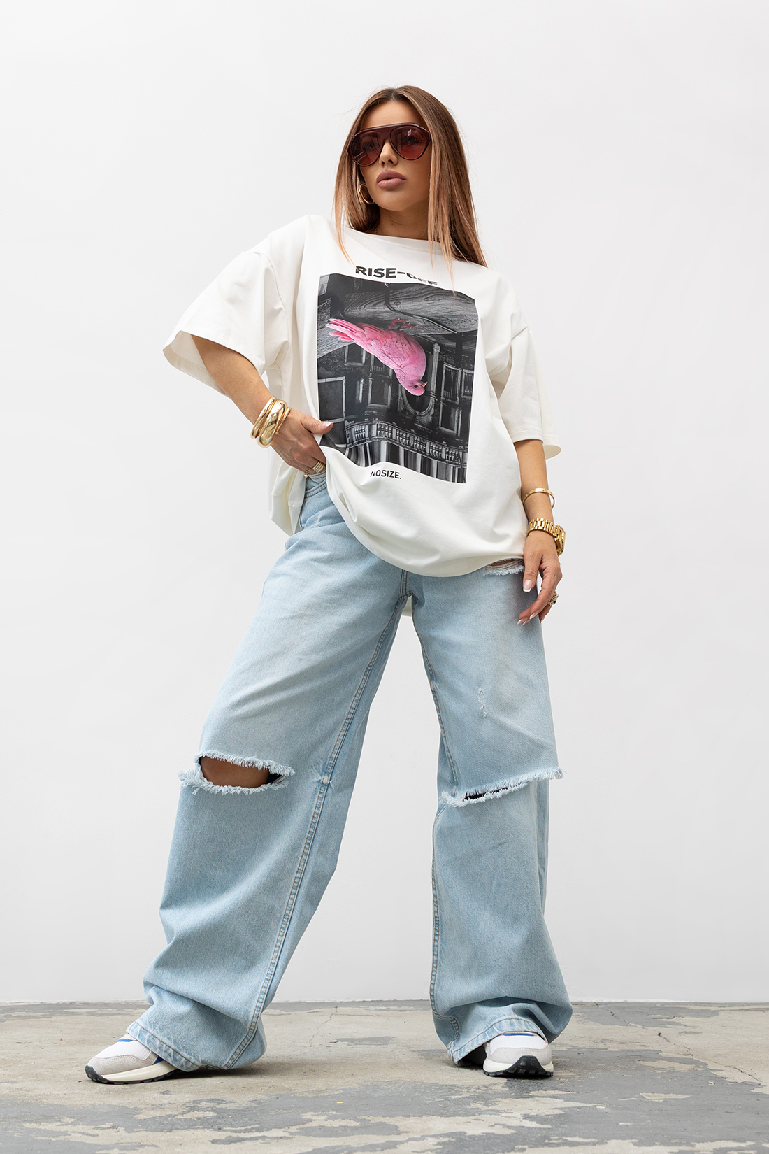 T-SHIRT OVERSIZE #VALENIKO RISE-OFF WHITE - obrazek 5