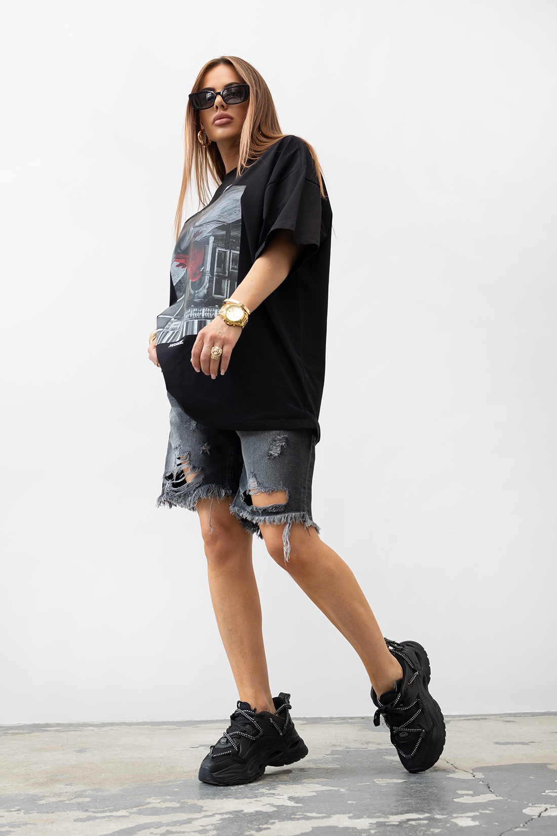 T-SHIRT OVERSIZE #VALENIKO RISE-OFF BLACK - obrazek 4