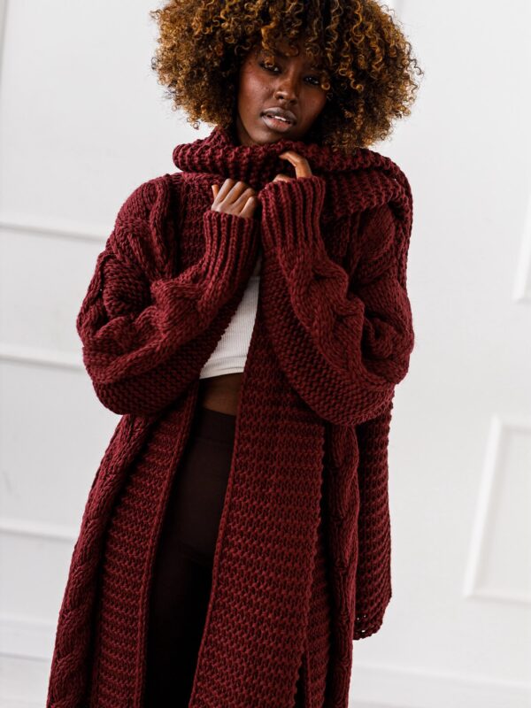 KARDIGAN  OVERSIZE MAXI # BORDO