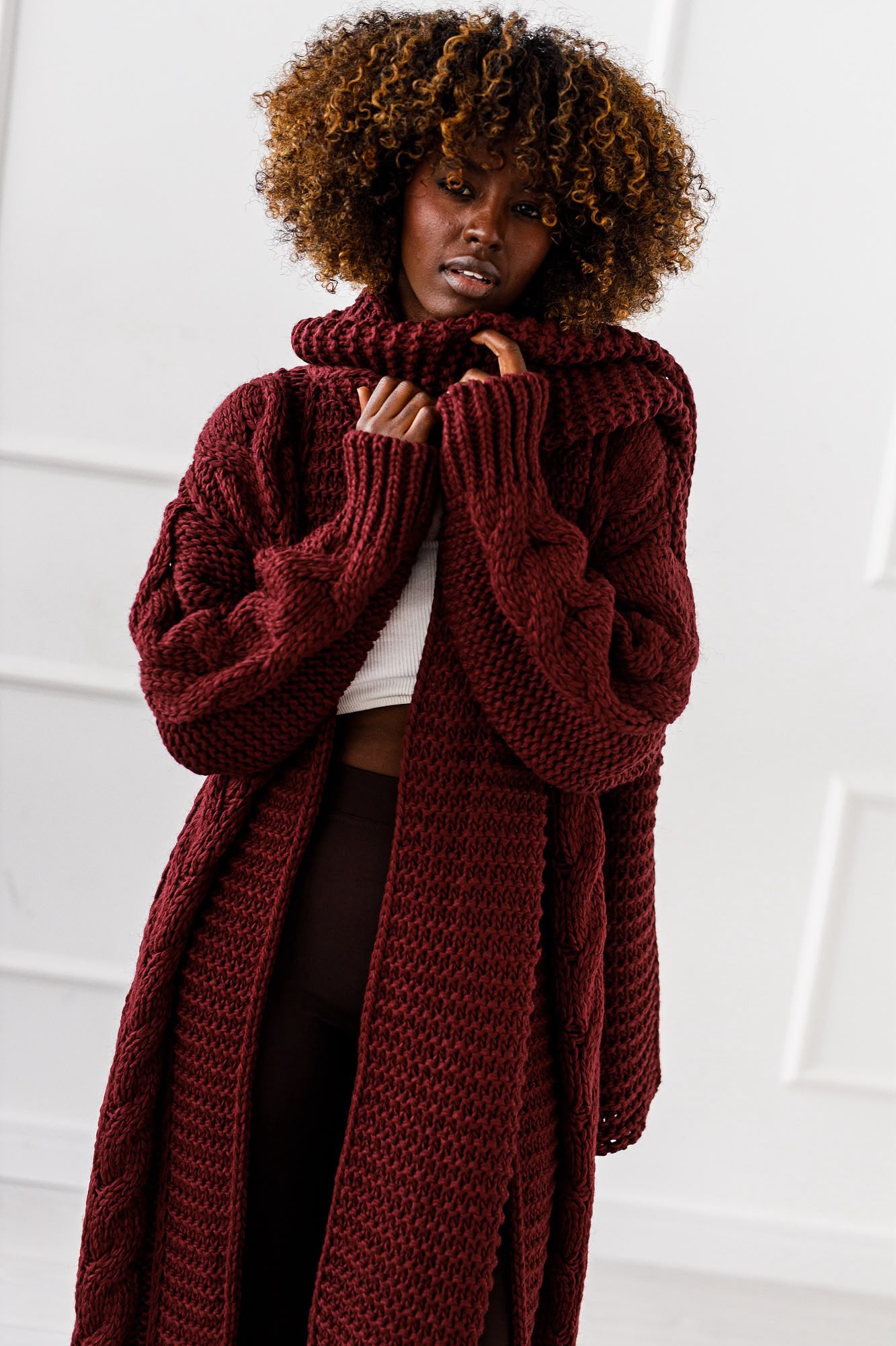 KARDIGAN OVERSIZE MAXI # BORDO