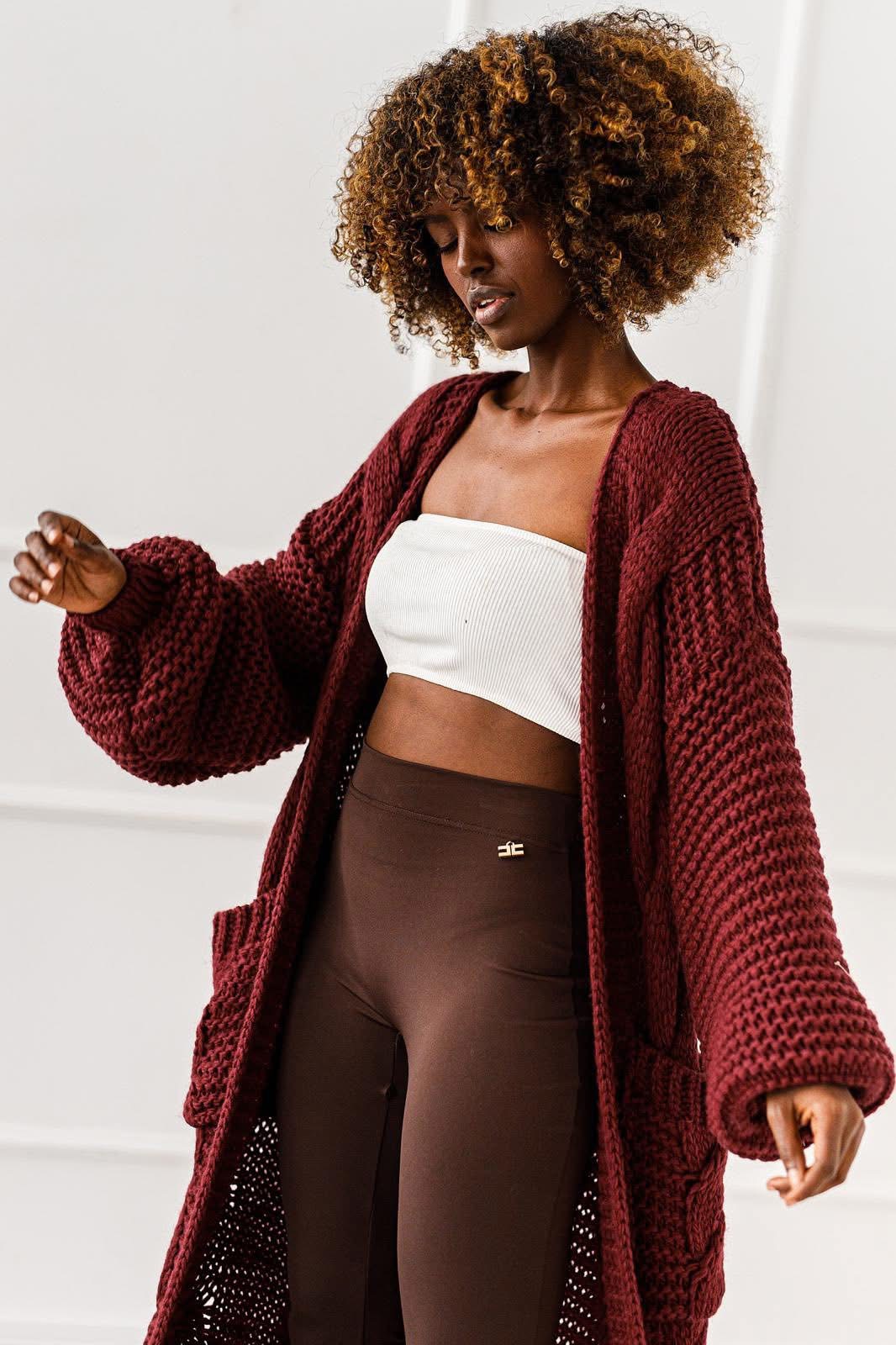 KARDIGAN OVERSIZE BORDEAUX #1 - obrazek 3