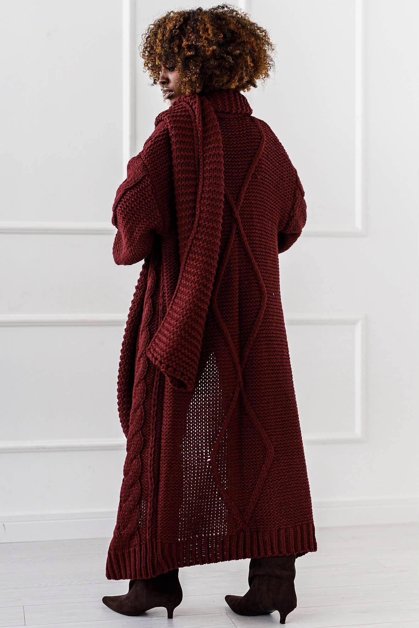 KARDIGAN OVERSIZE MAXI # BORDO - obrazek 2