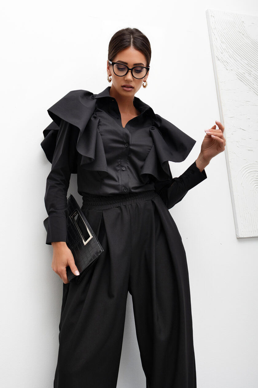 KOSZULA Statement Ruffle BLACK - obrazek 3