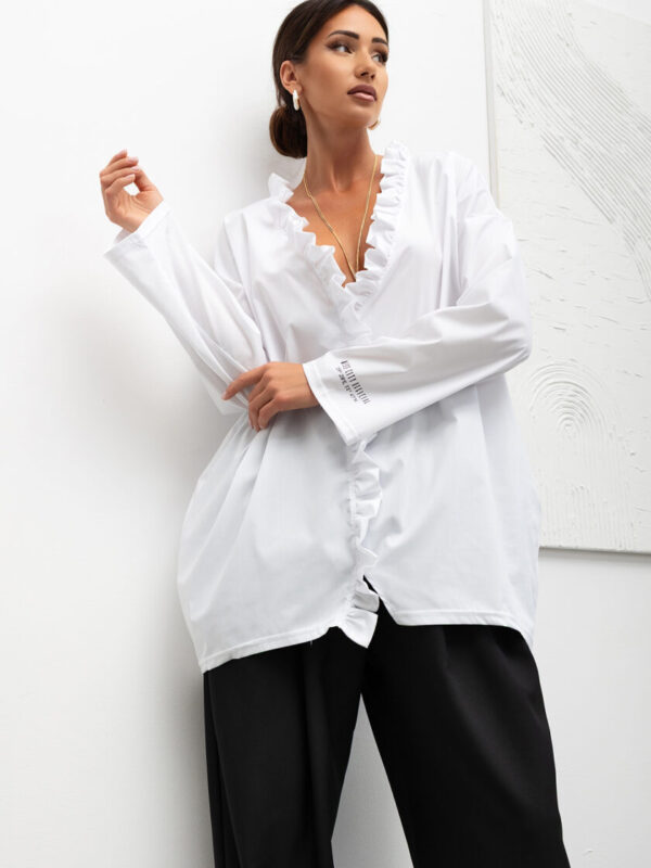KOSZULA OVERSIZE Midnight Ruffle WHITE