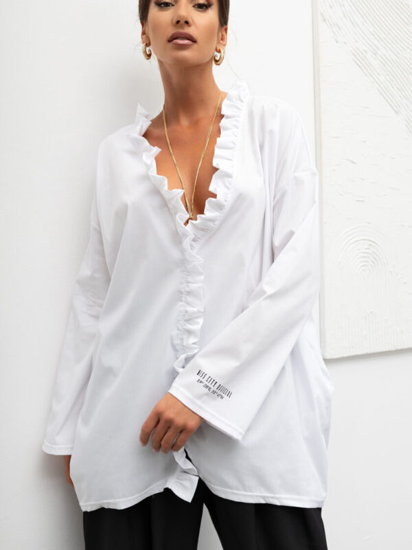 KOSZULA OVERSIZE Midnight Ruffle WHITE