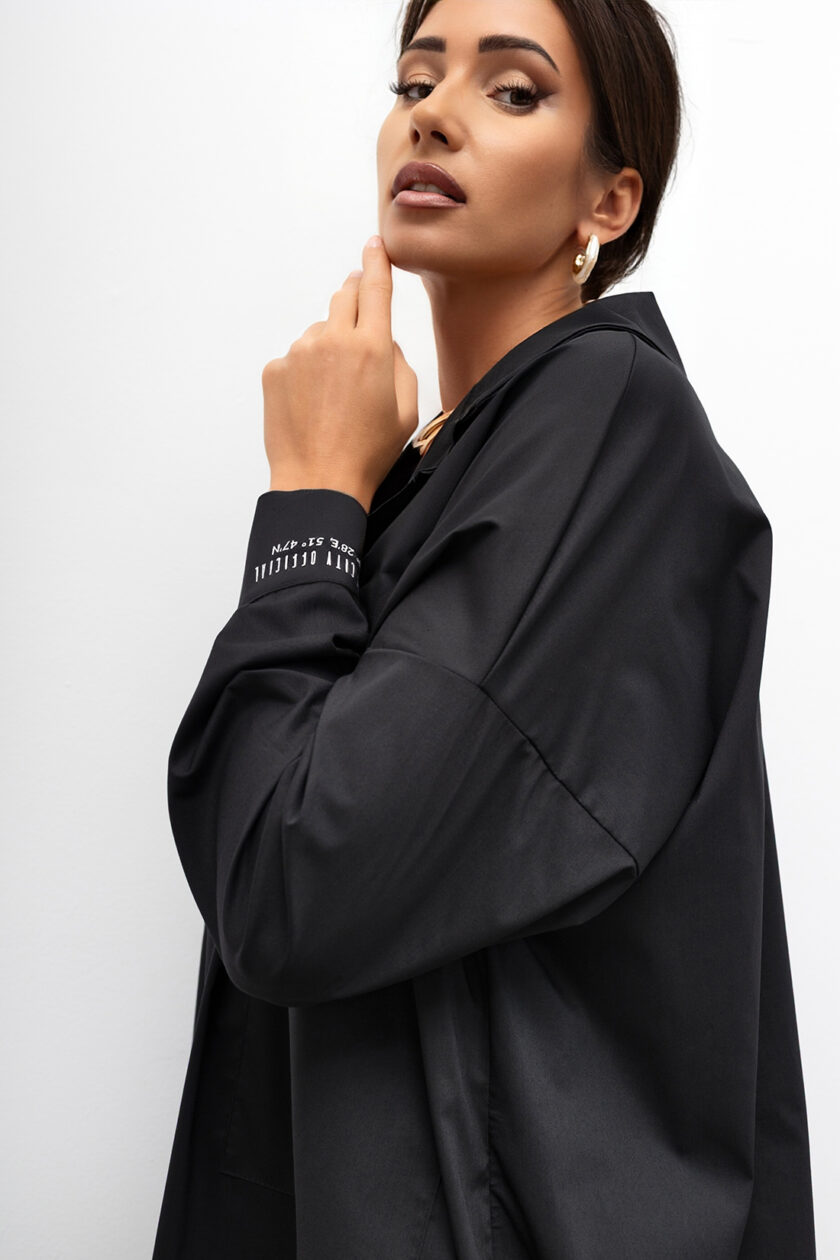 SUKIENKA KOSZULOWA Statement Collar BLACK - obrazek 5