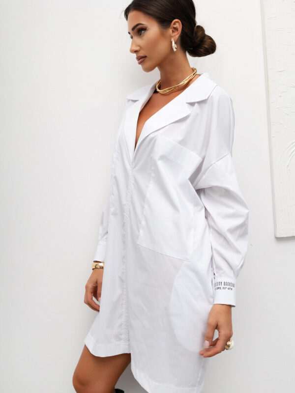 SUKIENKA KOSZULOWA Statement Collar WHITE