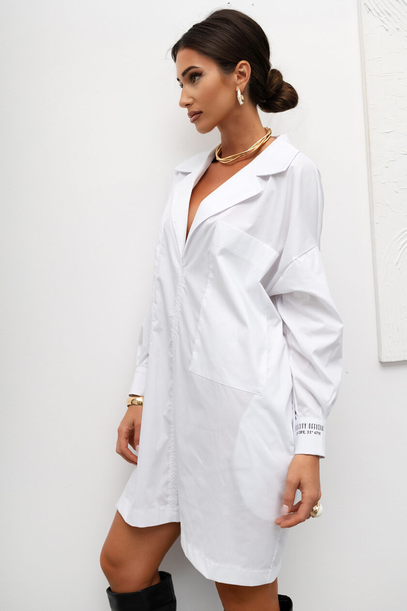 SUKIENKA KOSZULOWA Statement Collar WHITE