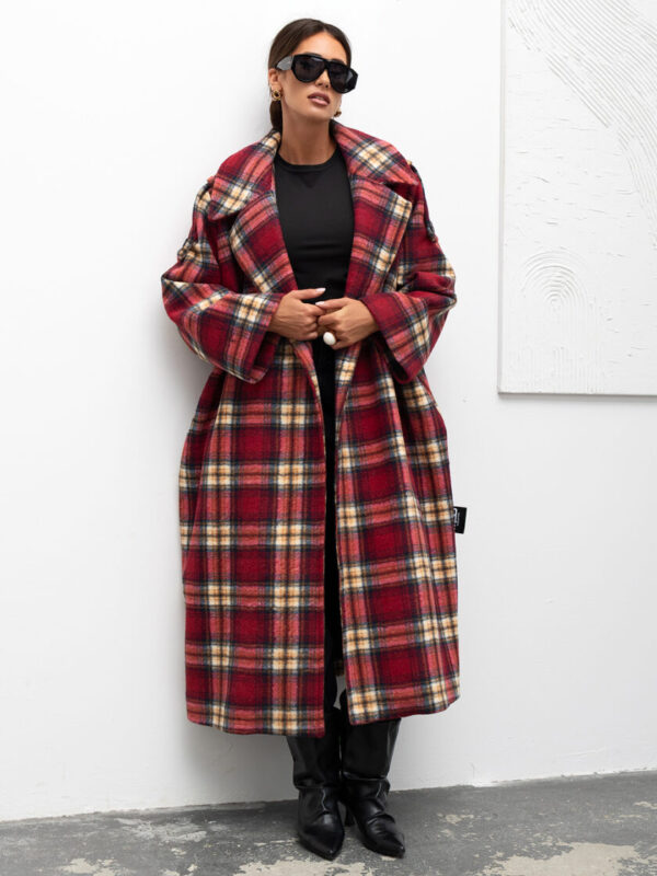 Damski Płaszcz Cozy Plaid Longline