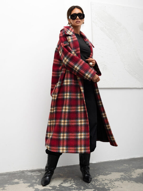 Damski Płaszcz Cozy Plaid Longline