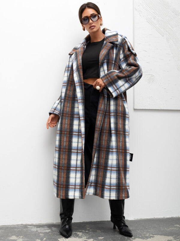 Damski Płaszcz Cozy Plaid Longline #MCO2