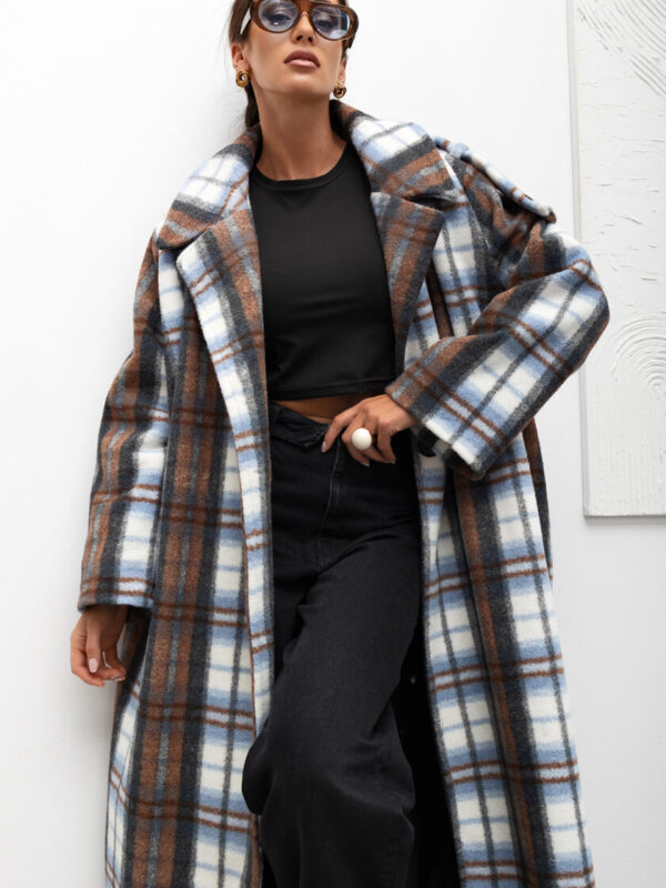Damski Płaszcz Cozy Plaid Longline #MCO2