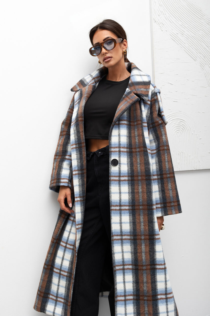 Damski Płaszcz Cozy Plaid Longline #MCO2 - obrazek 4