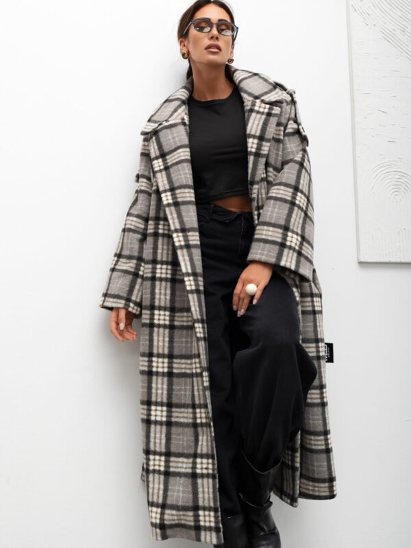 Damski Płaszcz Cozy Plaid Longline #MCO3