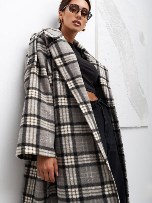 Damski Płaszcz Cozy Plaid Longline #MCO3